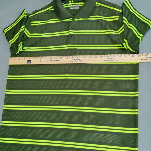 Under Armour Mens Polo Size Large Heat Gear Loose Green Striped Golf Casual NWOT - Picture 7 of 12